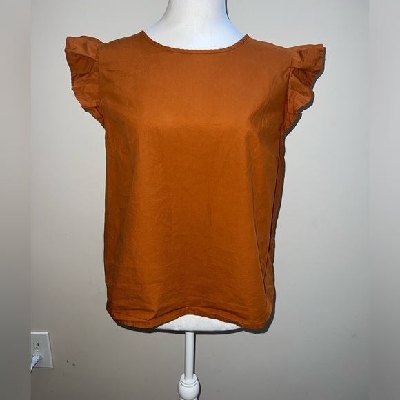 Mare Mare X Anthropologie Aime Ruffled Burnt Orange Blouse - Picture 3 of 10